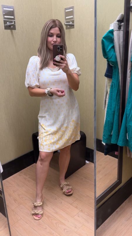Yellow smocked back dress from kohls- on sale for $27$l! I’m wearing S. 

#LTKStyleTip #LTKSeasonal #LTKFindsUnder50
