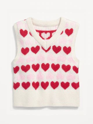 Heart-Print Jacquard Sweater Vest for Girls | Old Navy (US)