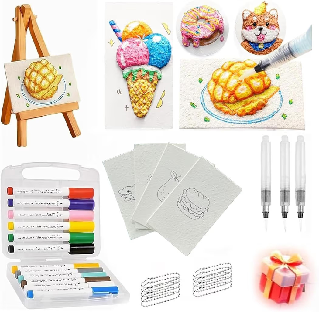 Zeamyhy Magic Puffy Paint, Foam Texture Painting Kit, Including 15 PCS Texture Paper and 12 Marke... | Amazon (US)