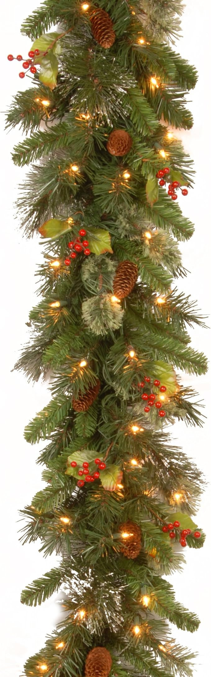 National Tree Company Pre-Lit Artificial Christmas Garland, Green, Wintry Pine, White Lights, Dec... | Amazon (US)