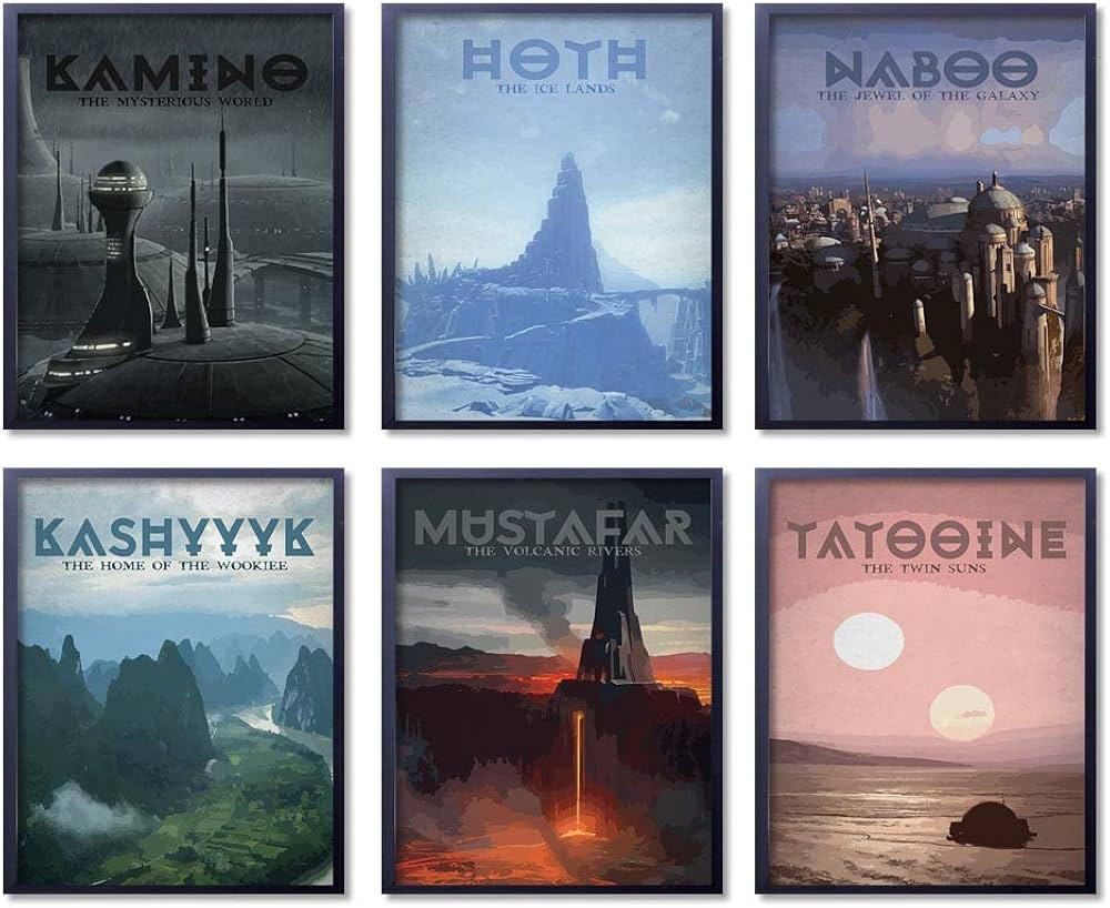6 Pieces Space Poster Home DecoTravel Style Wars Movie Posters Canvas Wall Art Print Living Room ... | Amazon (US)