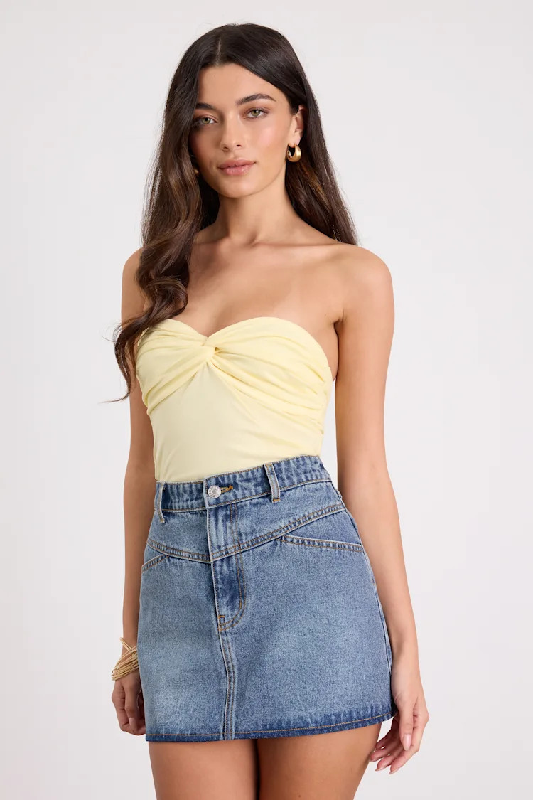 Alaire Medium Wash Denim High-Rise Mini Skirt | Lulus