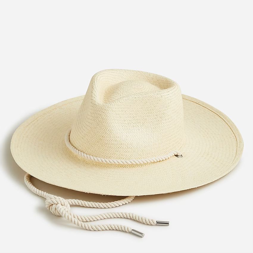 Wide-brim panama hat with cord | J.Crew US