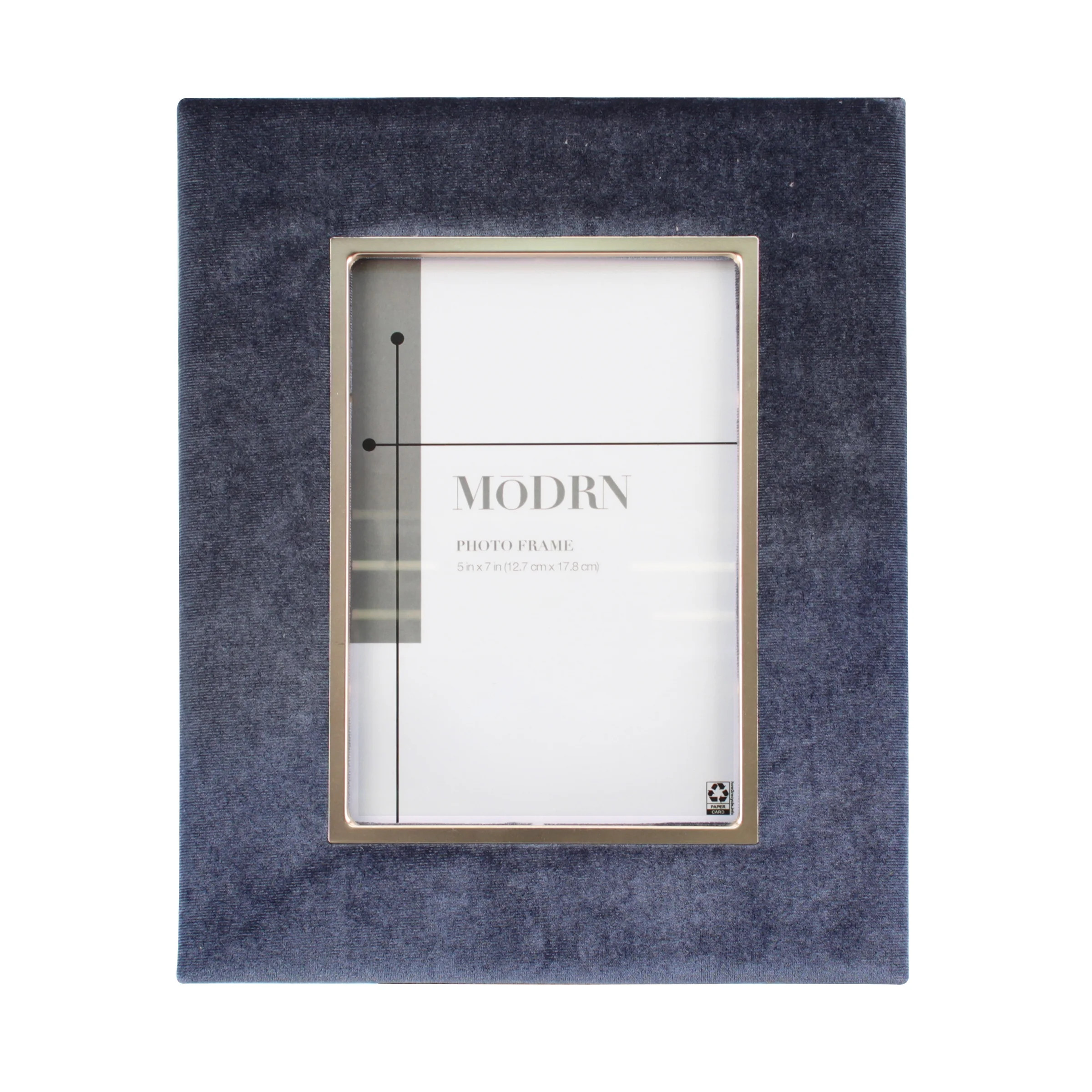 MoDRN 5x7 Rectangular Velvet and Metal Table Top Single Photo Frame, Navy Blue - Walmart.com | Walmart (US)
