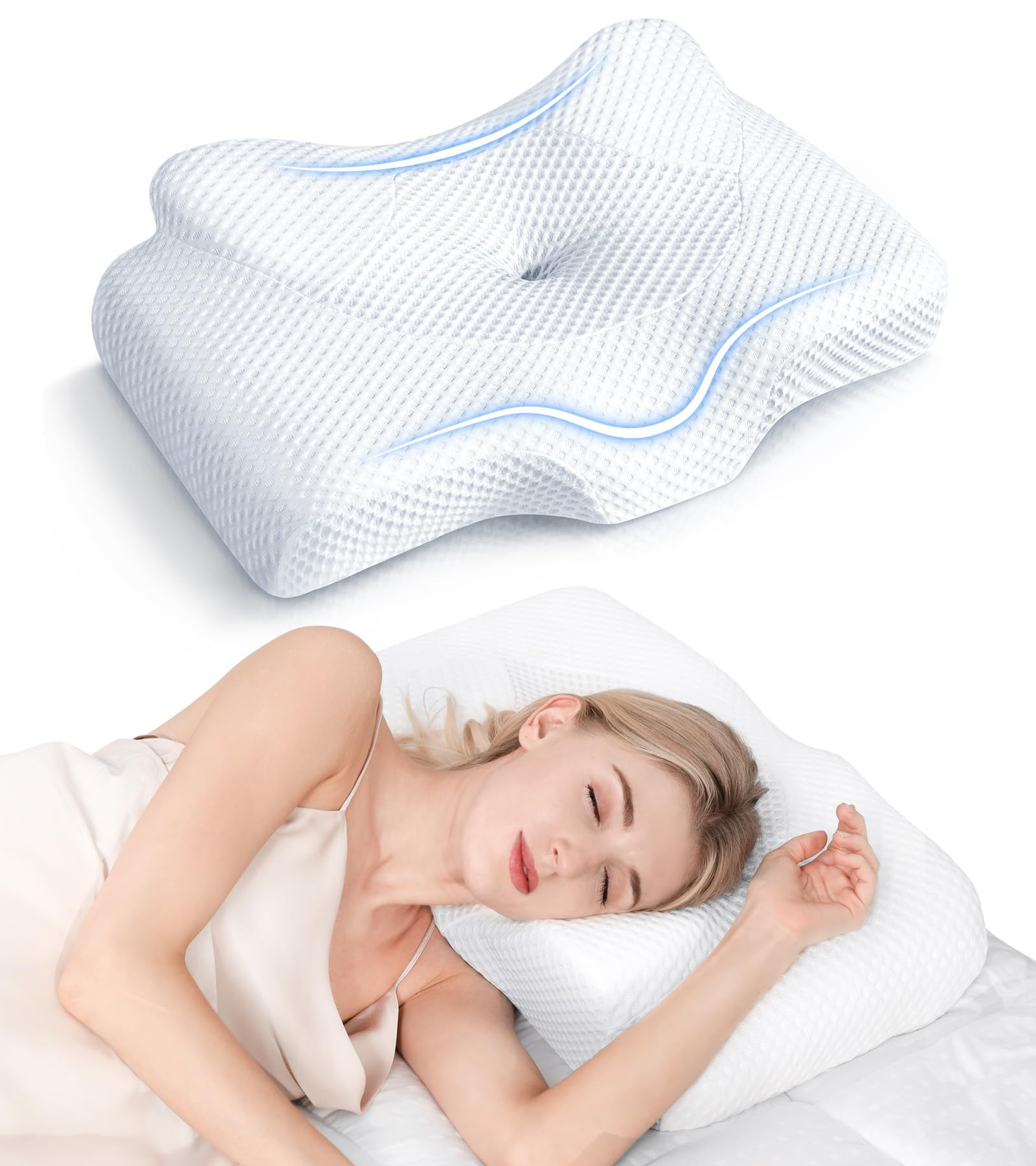 Osteo Cervical Pillow for Neck Pain Relief, Hollow Design Odorless Memory Foam Pillows with Cooli... | Amazon (US)