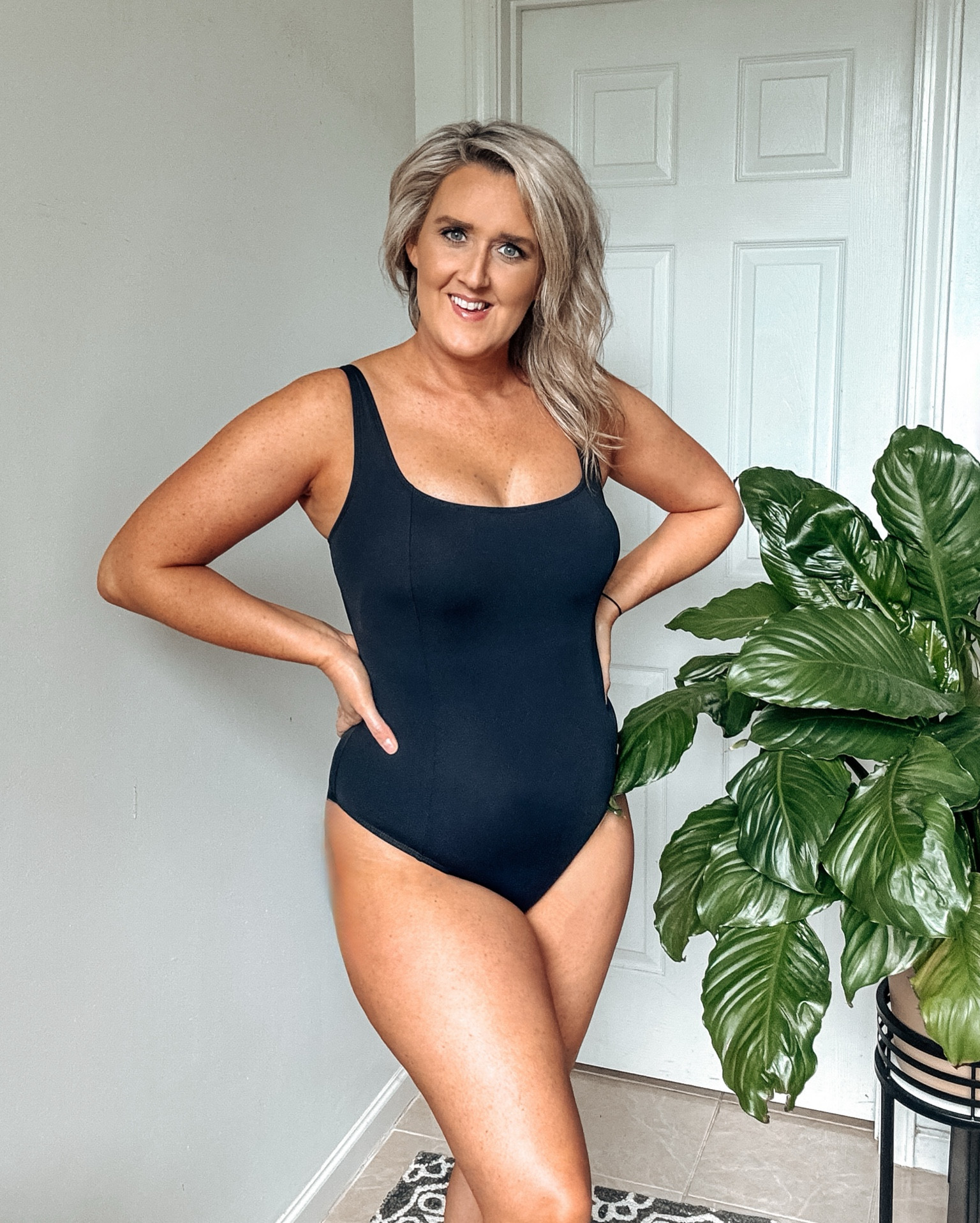 Snatched! I have found the BEST, most flattering swimsuit of 2024! Don’t let this basic black fool you, she’s amazing! The tummy control panel is so good! Hides all the things. Good booty coverage. The best part is the lace up back that allows you to adjust to give the most snatched and slim waist line. Did I mention this suit is well under $35?? 

I’m wearing my true to size fit.

#LTKMidsize #LTKSwim #LTKOver40