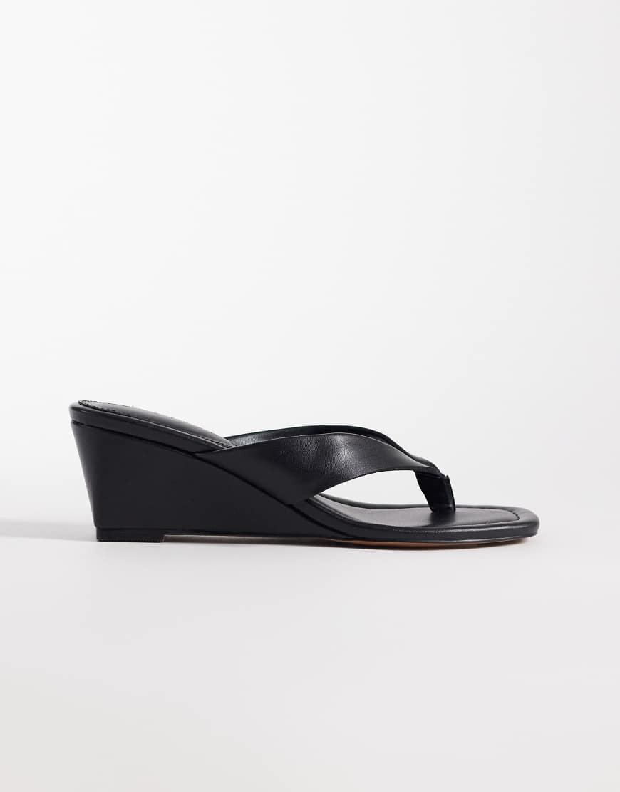 ASOS DESIGN Harlow toe thong wedge sandals in black | ASOS (Global)