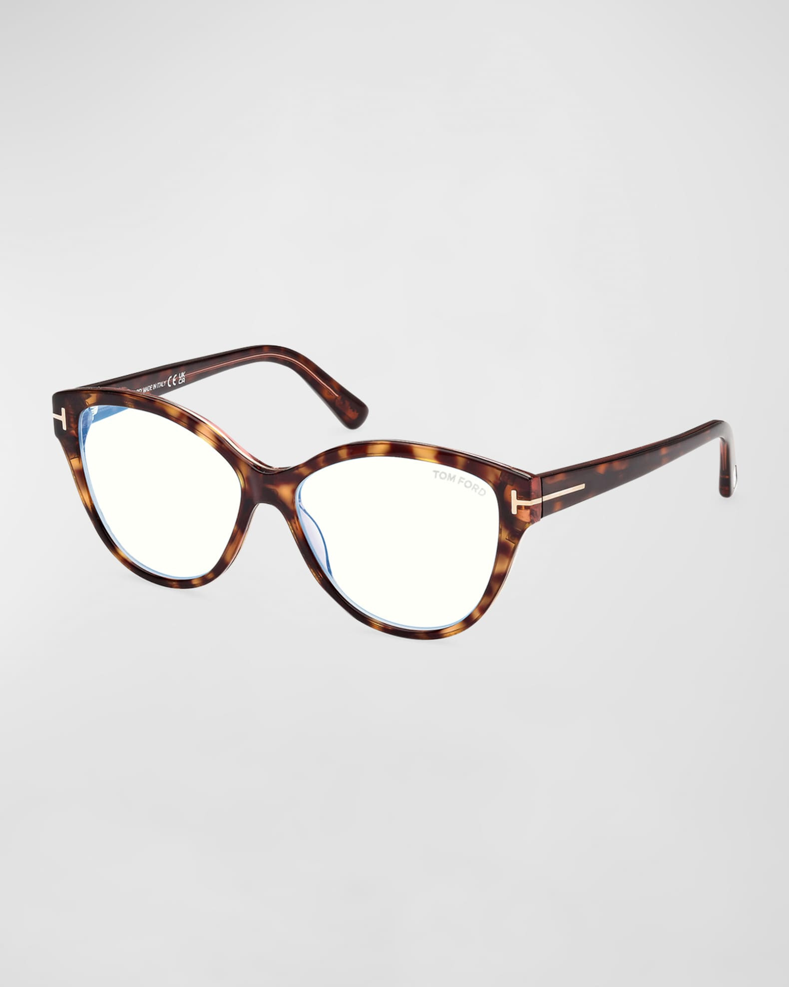 Blue Blocking Rounded Acetate Cat-Eye Glasses | Neiman Marcus