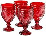 Fitz and Floyd Trestle Glassware Ornate Goblets, Set of 4, Red | Amazon (US)