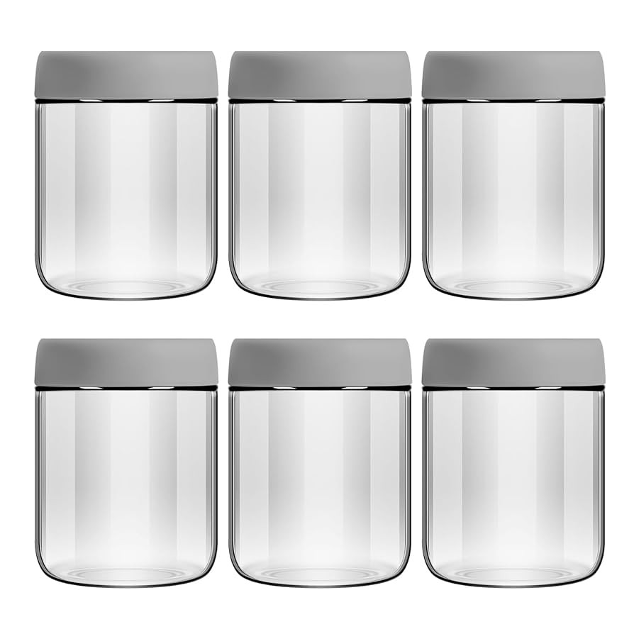6-Pack 16oz Glass Jars with Lids for Food Storage Meal Prep Airtight | Amazon (US)
