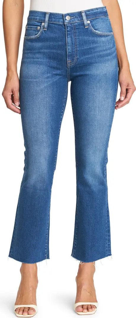 Lennon High Waist Raw Hem Crop Bootcut Jeans | Nordstrom