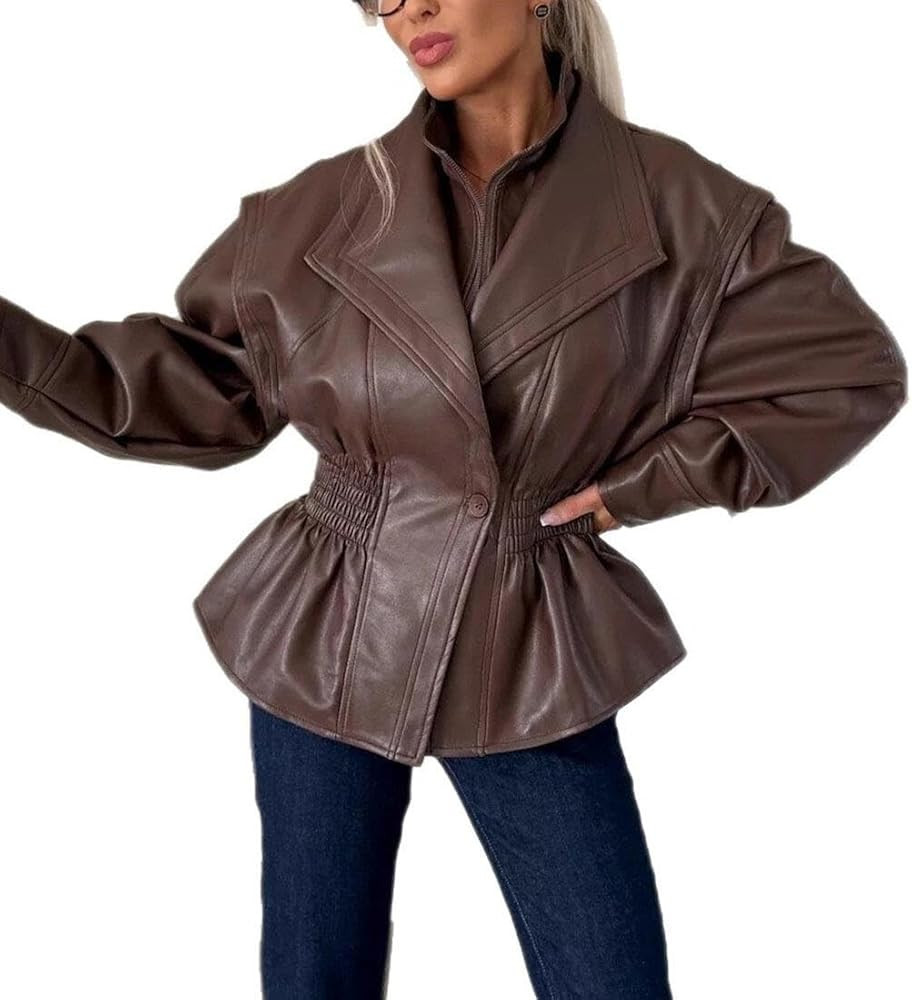 Wuitrie Winter Jackets for Women Faux Leather Long Sleeve Going Out Vintage Y2k Womens Coats Fall... | Amazon (US)