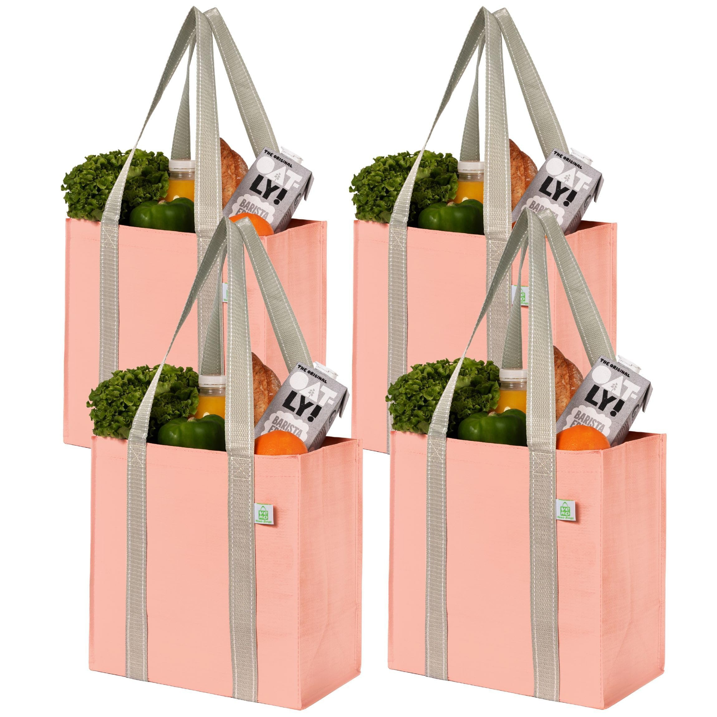 VENO 4 Pack Reusable Grocery Shopping Bags, Medium Tote Bag w/Handle & Hard Bottom, Heavy Duty, F... | Amazon (US)