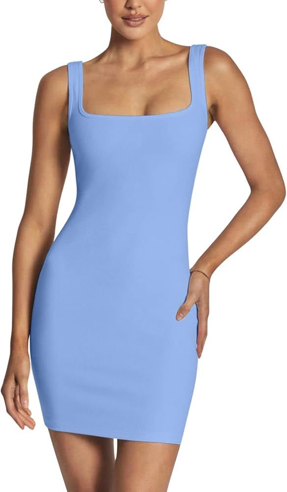 ioiom Womens Sexy Bodycon Tank Dress Sleeveless Basic Mini Club Dresses | Amazon (US)