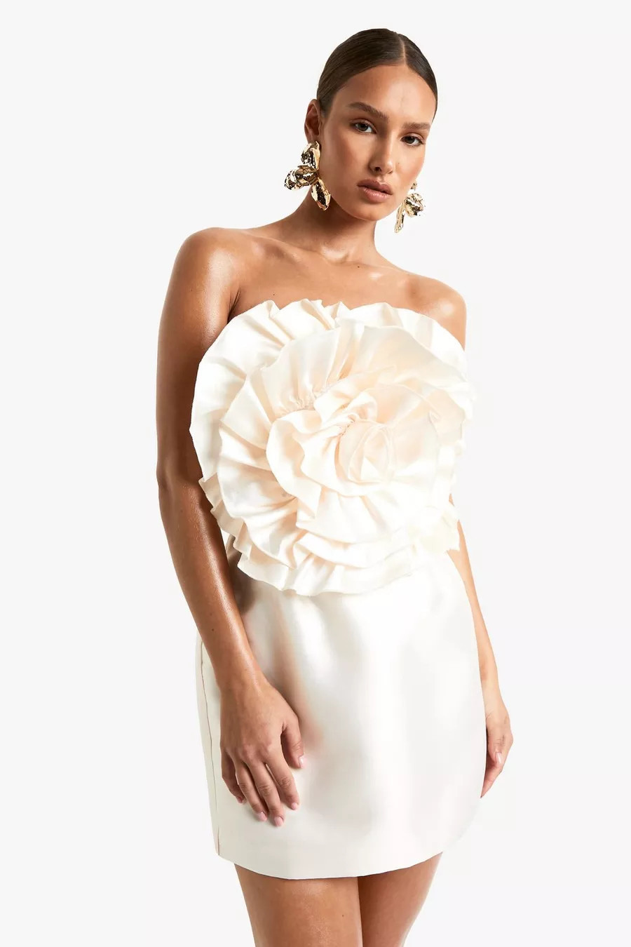 Taffeta Corsage Mini Dress | Boohoo.com (UK & IE)
