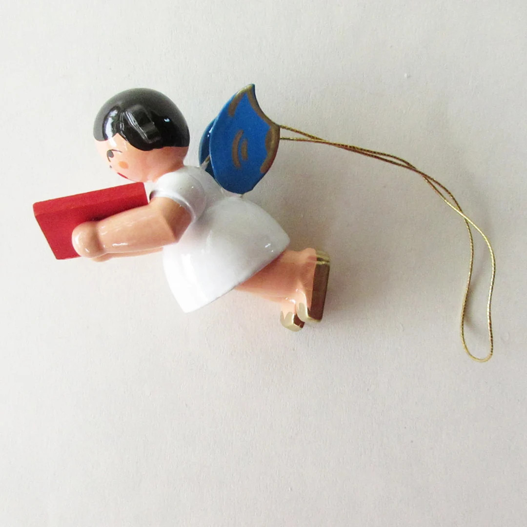 Erzgebirge Germany Wooden Angel With Song Book Wood Hanging - Etsy | Etsy (US)