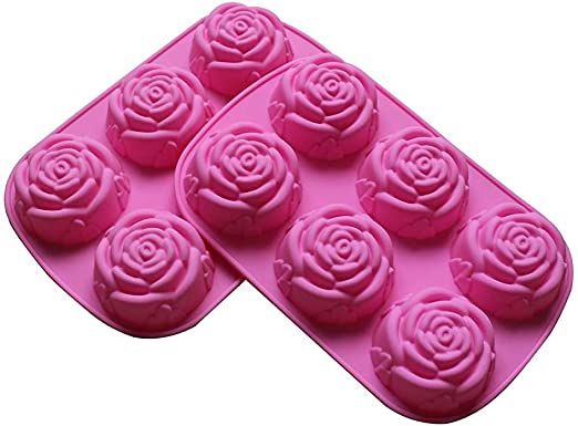 PopBlossom Set of 2 Large Rose Flower Ice Cube Chocolate Soap Tray Mold Silicone Party maker     ... | Amazon (US)