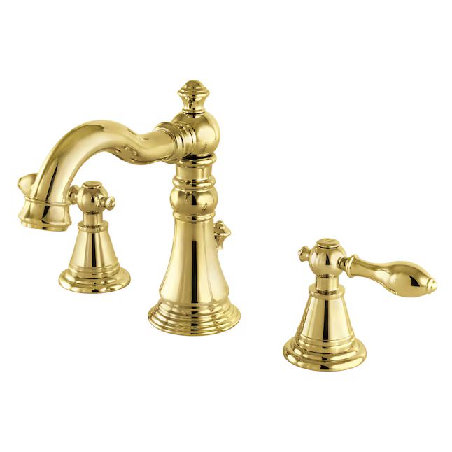 Kingston Brass English Classic Polished Brass Widespread 2-Handle Bathroom Sink Faucet with Drain | Lowe's