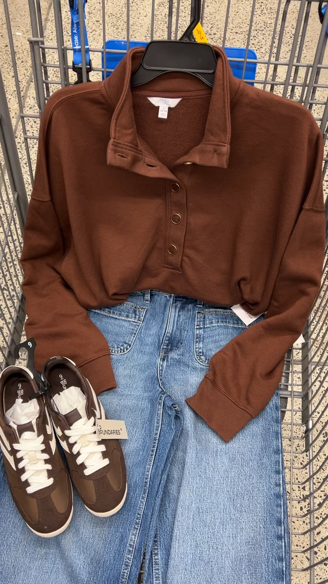 Walmart outfit idea with this pullover, it has the nicest button detail. Soft fleece. Fits true to size. #walmartfashion 