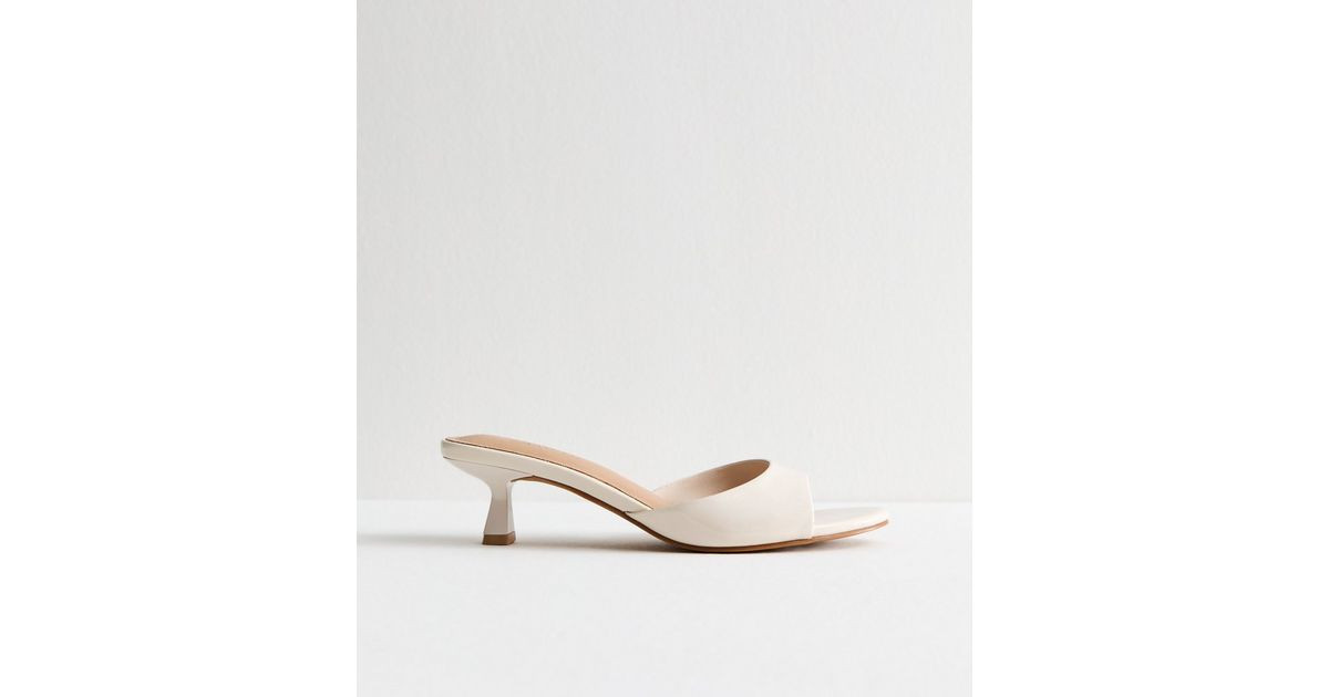 Off White Patent Kitten Heel Mules | New Look | New Look (UK)