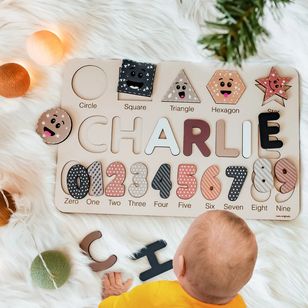 Personalized Gifts for Baby Boy and Girl, Personalized Toys for Baby, Toddlers Name Puzzle, Woode... | Etsy (US)