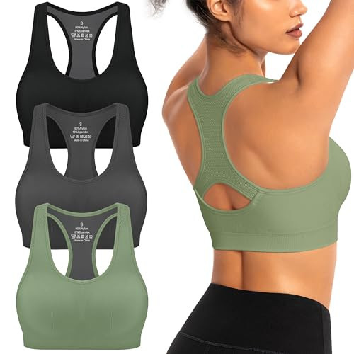 AENLLEY Padded Racerback Sports Bras for Women - Breathable Medium Support for Yoga Gym Workout Fitness | Amazon (US)
