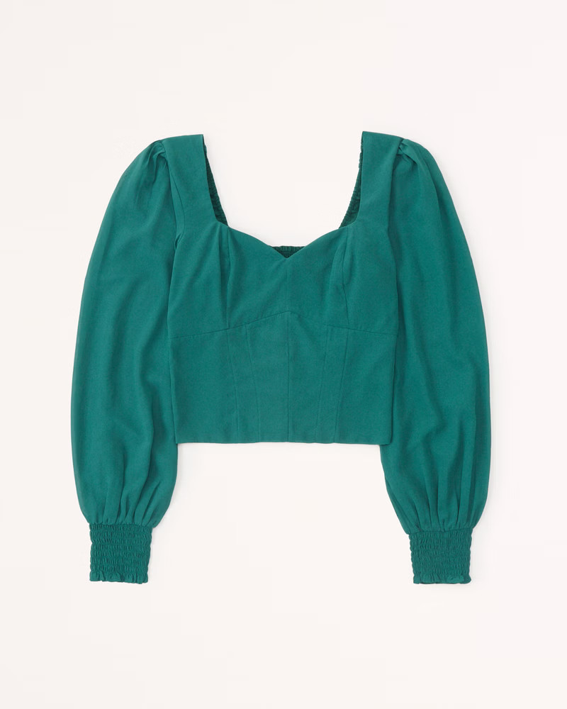 Long-Sleeve Sweetheart Puff Sleeve Top | Abercrombie & Fitch (US)
