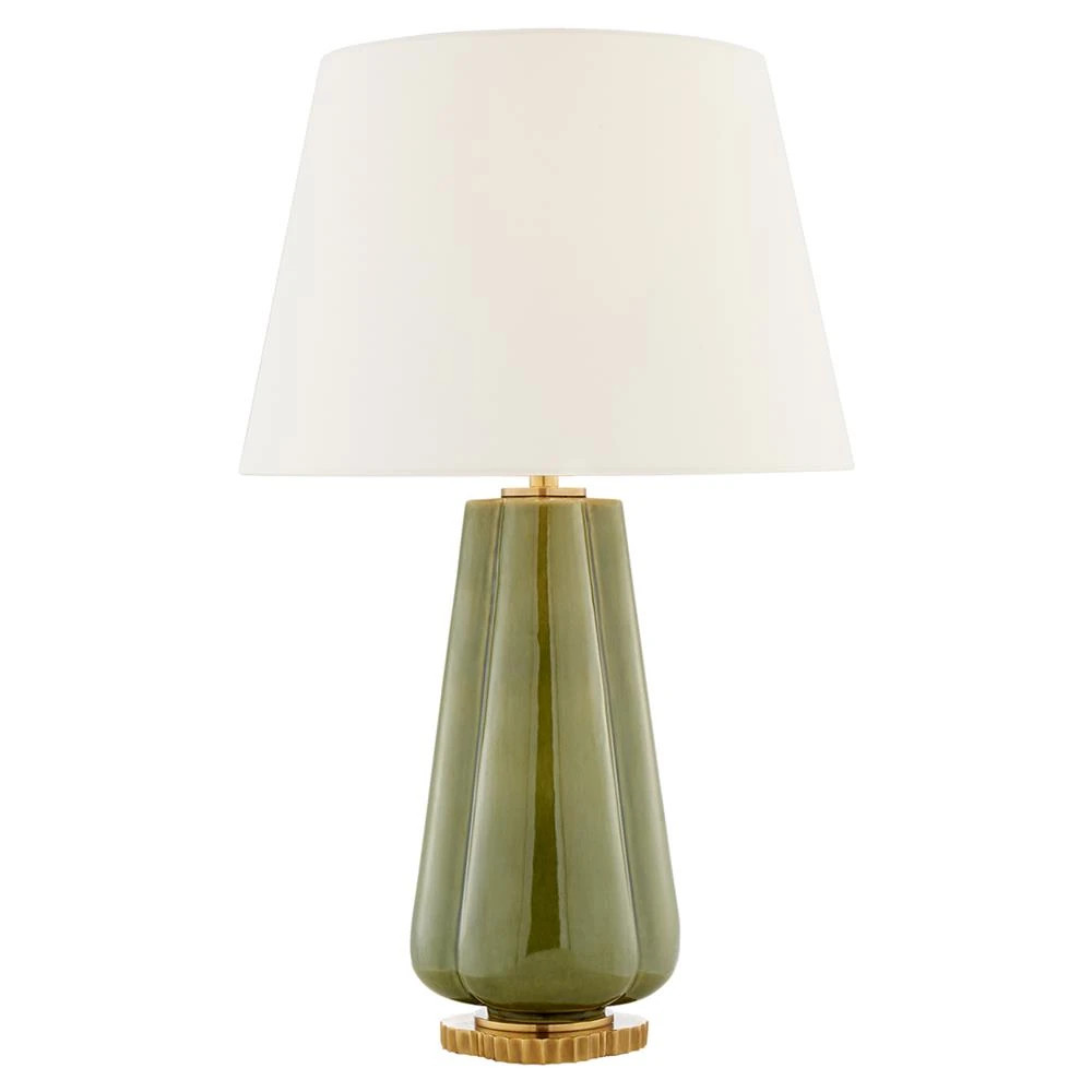 Visual Comfort Penelope Regency Green Porcelain Linen Shade Table Lamp | Kathy Kuo Home