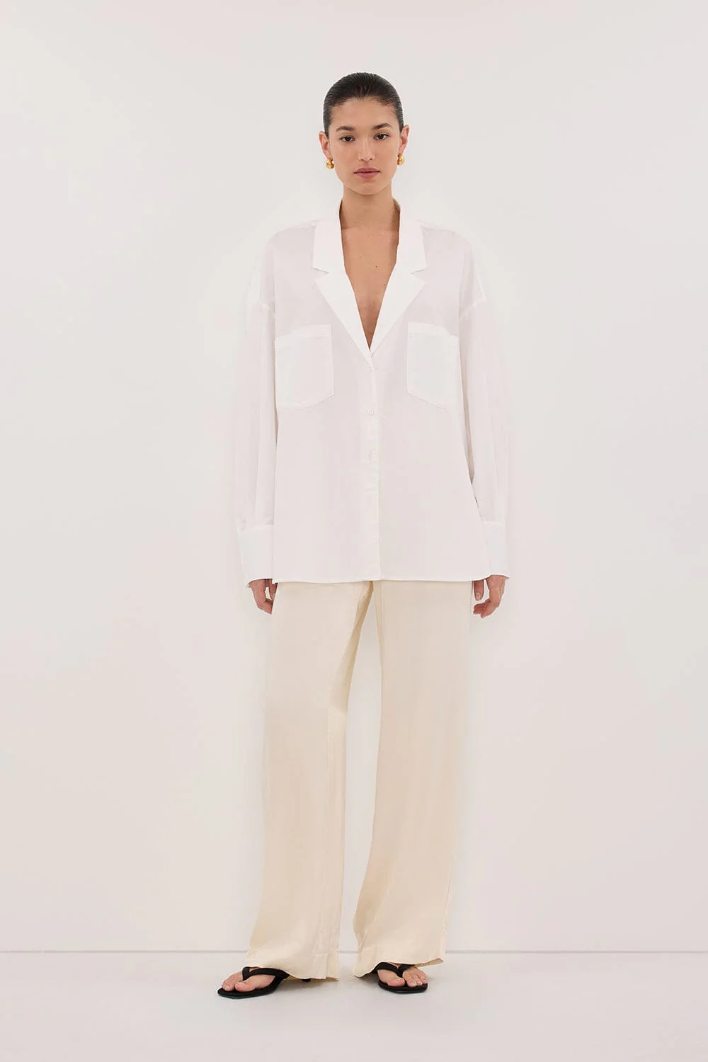 MONICA CREAM SATIN PANT | DISSH