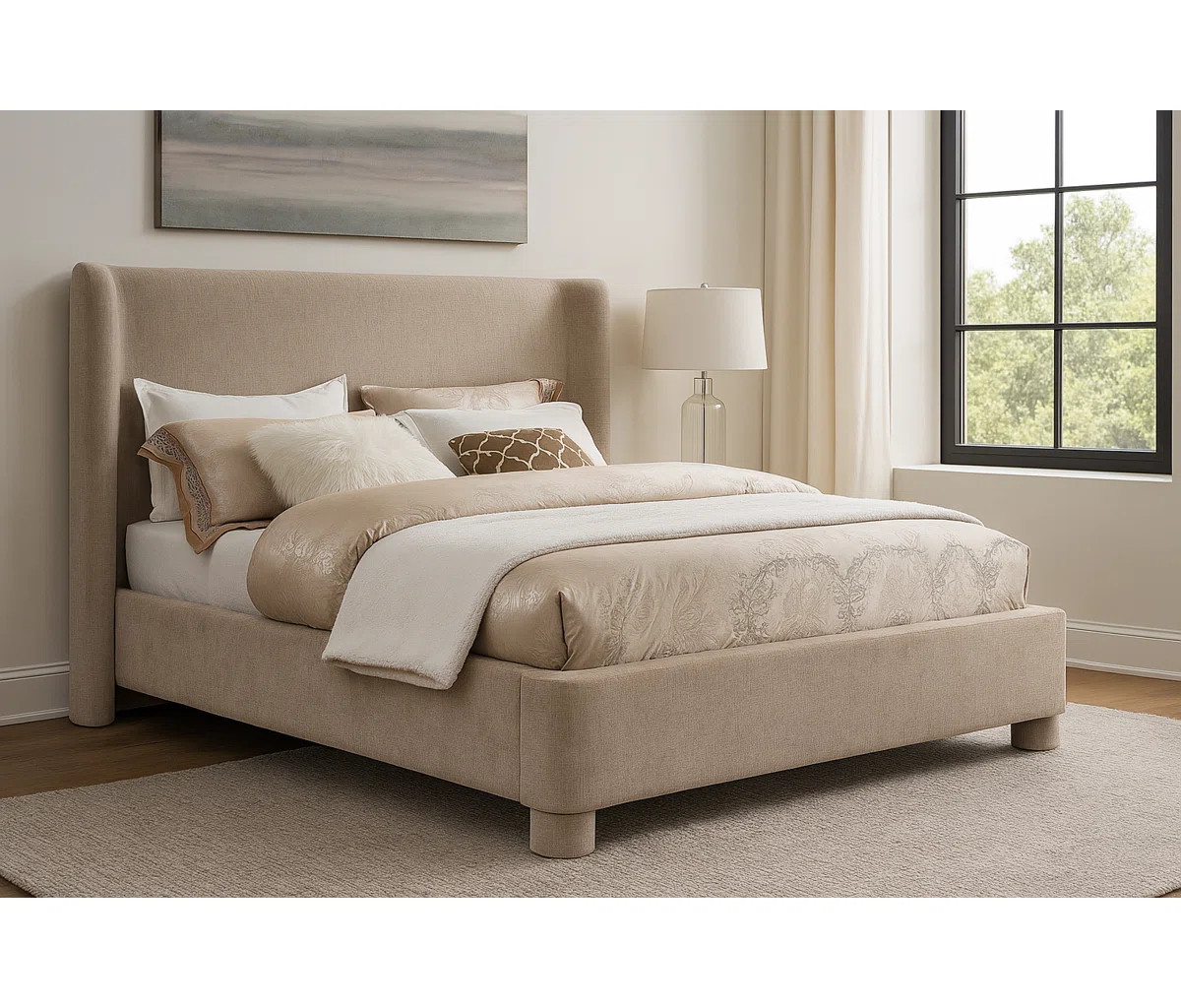 Hridhaan Upholstered Unfinished Wingback Bed | Wayfair North America