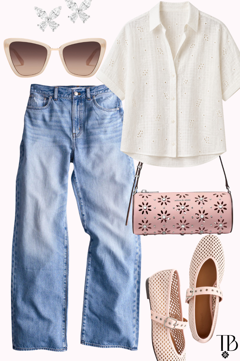 Easy elegance with the prettiest feminine details 🤍✨ Loving this breezy eyelet top paired with relaxed denim and blush accessories for the ultimate chic everyday summer outfit. #LTKStyle #SummerOutfit #EffortlessStyle #DenimStyle #CoastalChic #EverydayStyle #FeminineFashion #OOTD 

 
