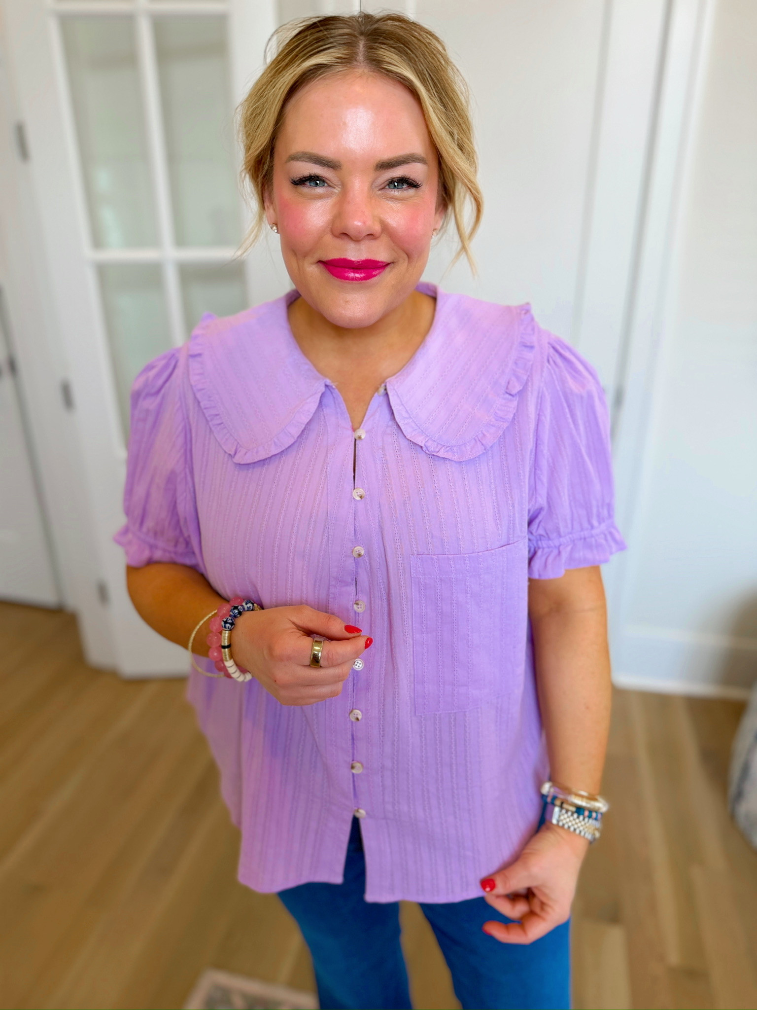 Spring top, spring style, Peter Pan collar, trending, outfit inspo, easy ootd, casual outfit 

#LTKSeasonal #LTKootd