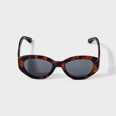 Women's Plastic Oval Tortoise Shell Sunglasses - A New Day™ Assorted Browns | Target