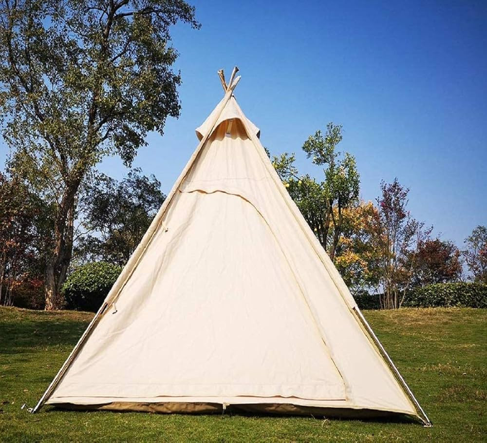 7’x7’x6.5’Outdoor Cotton Canvas 2-3 Person 3 Seasons Bell Teepee Tent with Double Door Spir... | Amazon (US)