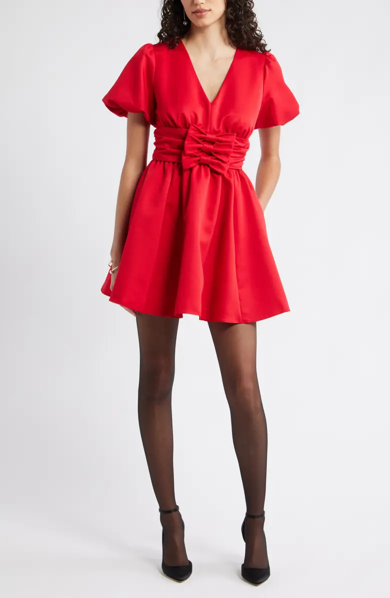 Chelsea28 Bow Detail Puff Sleeve Minidress | Nordstrom | Nordstrom
