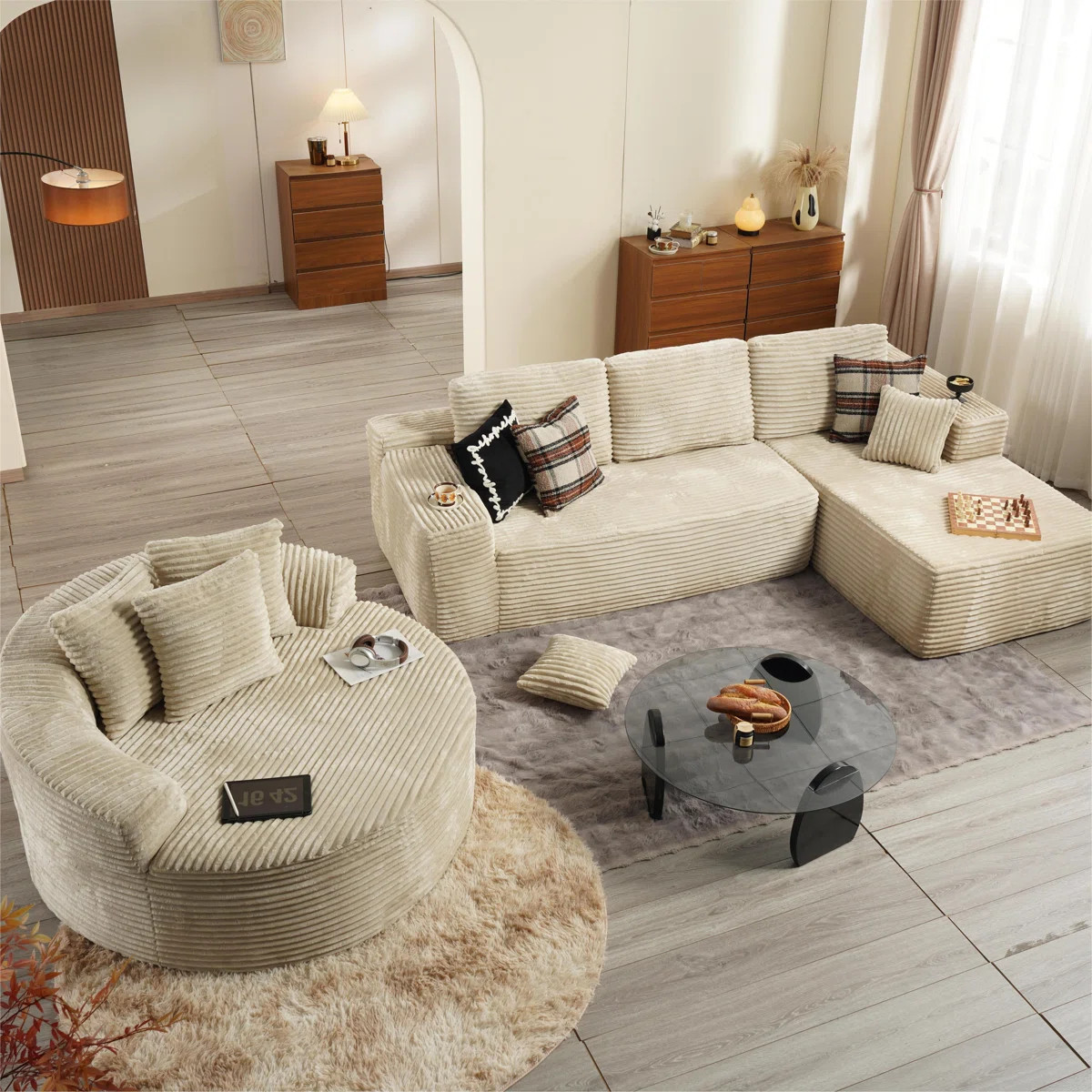 3-Piece No-Assembly Living Room Set, Modern Sectional Sofa With Loveseat And Chaise Lounge | Wayfair North America