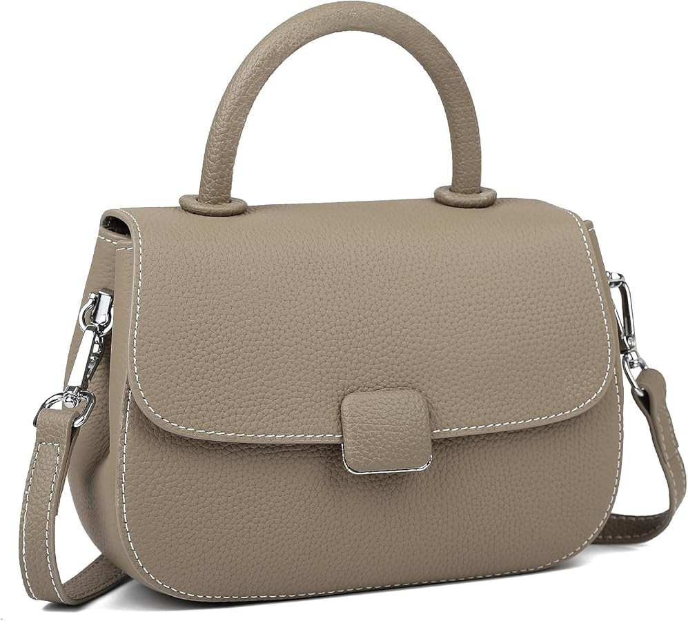 MFFOR Genuine Leather Shoulder Bag, Small Crossbody Bags for Women, Top Handle Handbag, Cute Purse with Adjustable Strap | Amazon (US)