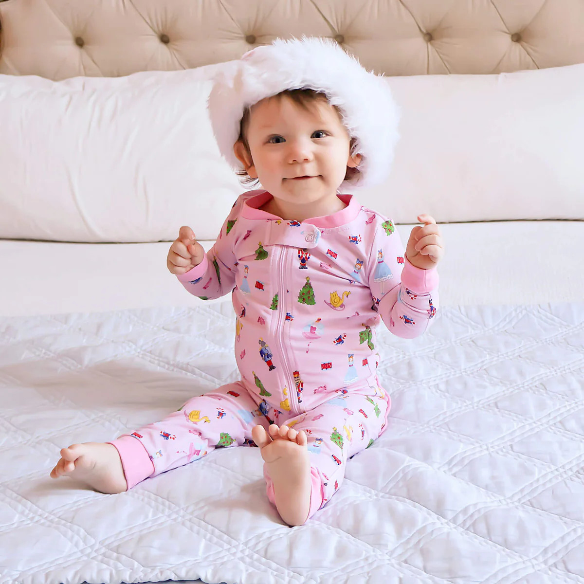 Nutcracker Pink Print Zip Sleeper | Classic Whimsy
