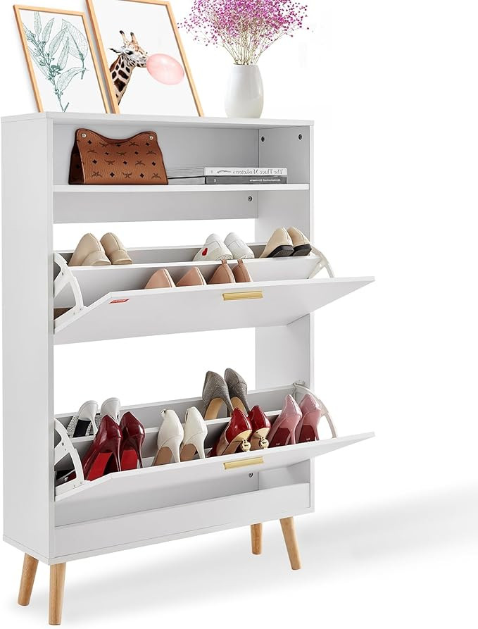 VEVOR Shoe Storage Cabinet for Entryway, 31.5" D x 9.4" W x 47.3" H, White | Amazon (US)