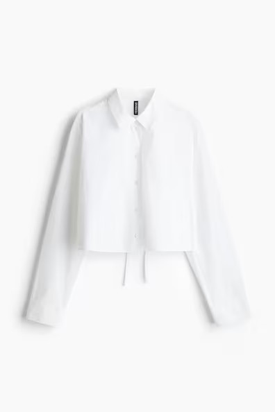 H & M - Tie-Detail Crop Top - White | H&M (US + CA)