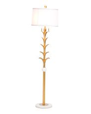 65in Gold Tone Leaf Metal Marble Floor Lamp | Furniture & Lighting | Marshalls | Marshalls