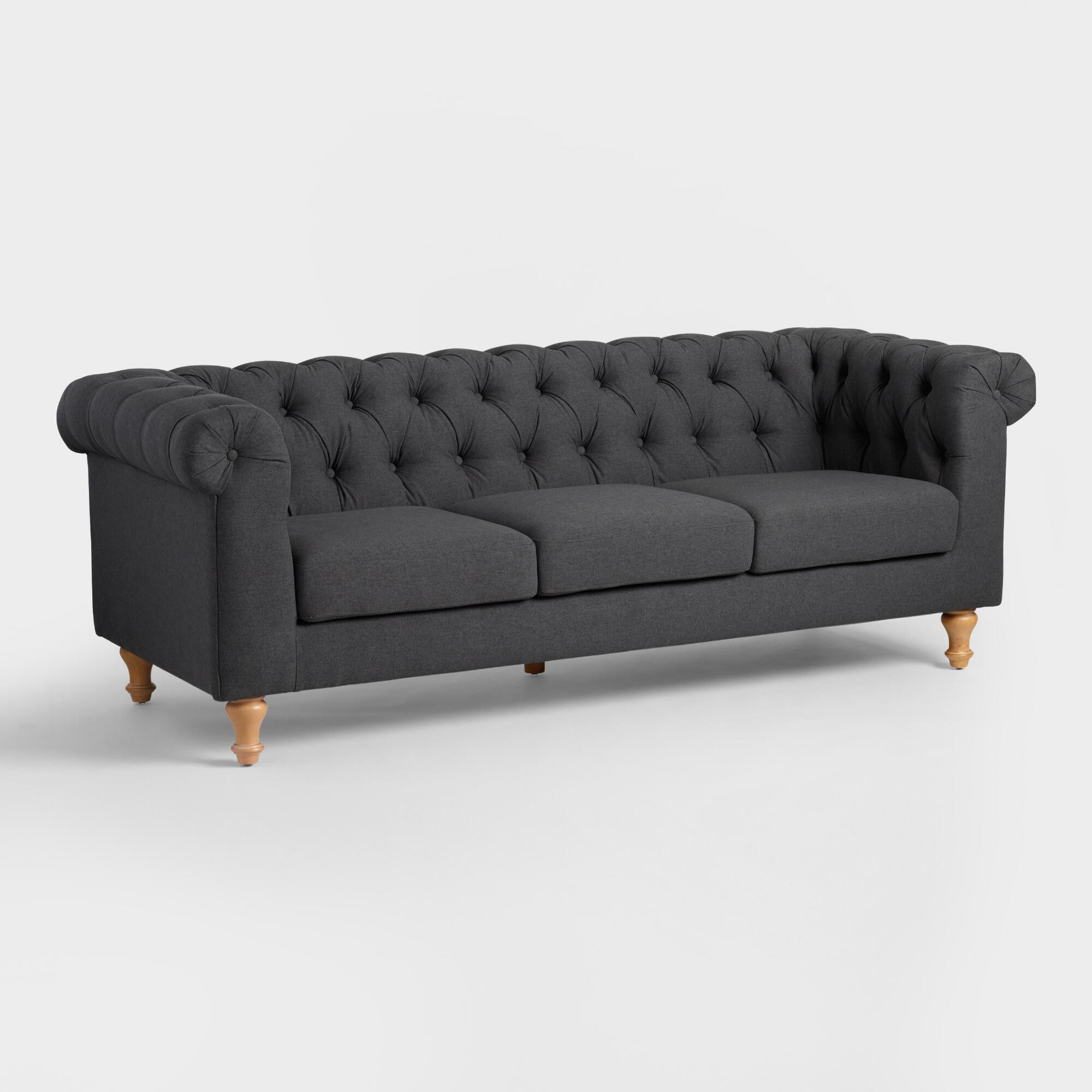 Quentin Chesterfield Sofa: Gray - Fabric - Charcoal by World Market | World Market