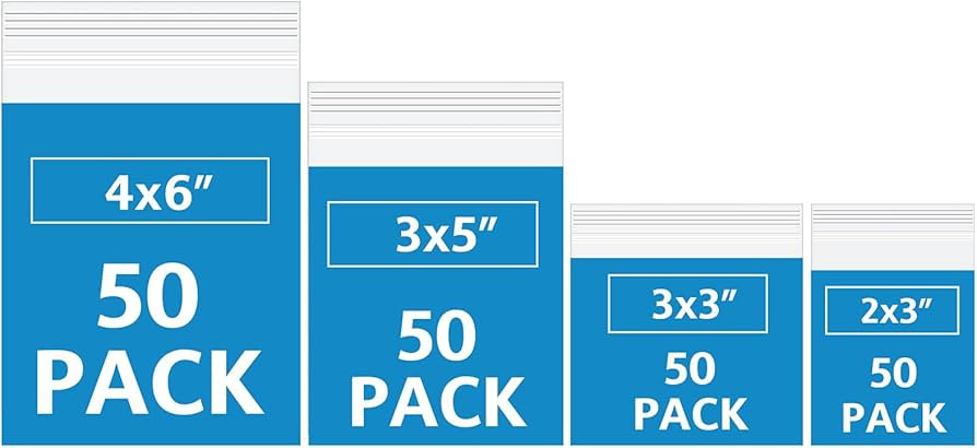 200 Pack Small Plastic Bags For Jewelry, Mini Baggies 4 Assorted Sizes. 2x3 3x3 3x5 4x6 Inch 2 Mi... | Amazon (US)