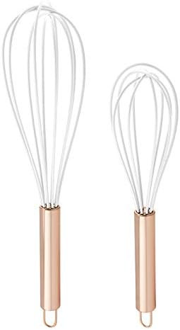 COOK WITH COLOR Silicone Whisks for Cooking, Stainless Steel Wire Whisk Set of Two - 10” and 12”, He | Amazon (US)