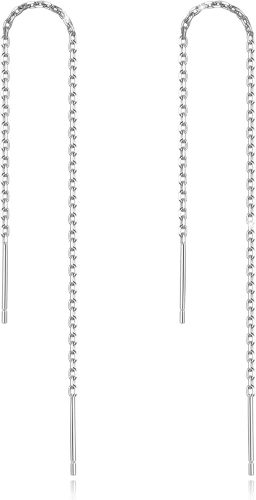 Sterling Silver Threader Chain Dangle Earrings,Versatile & Comfortable Hypoallergenic Silver Earr... | Amazon (US)