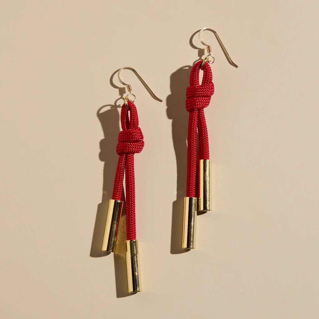 Red Denver Cord Earring | Nickel and Suede