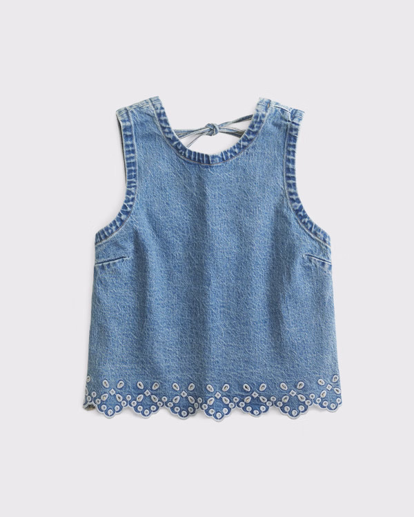 Eyelet Denim Shell Top | Abercrombie & Fitch (US)