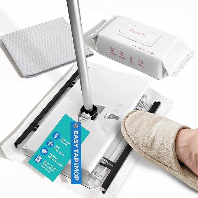 Hands-Free Flat Floor Mop & Sweeper - Foot-Tap Lock System Compatible with Most Pads - 360 Swivel... | Amazon (US)