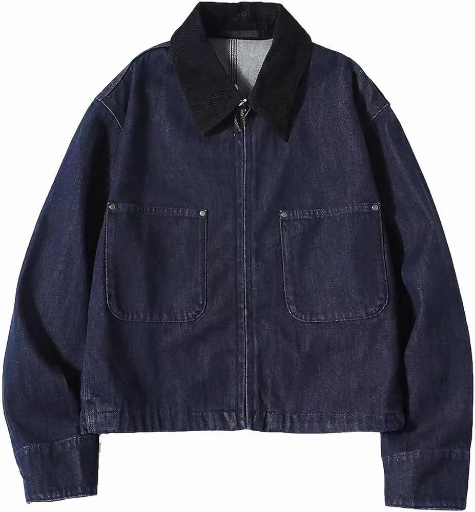 Womens Cropped Bomber Jacket Corduroy Collar Barn Coat Lightweight Utility Zip Up Cotton Canvas W... | Amazon (US)