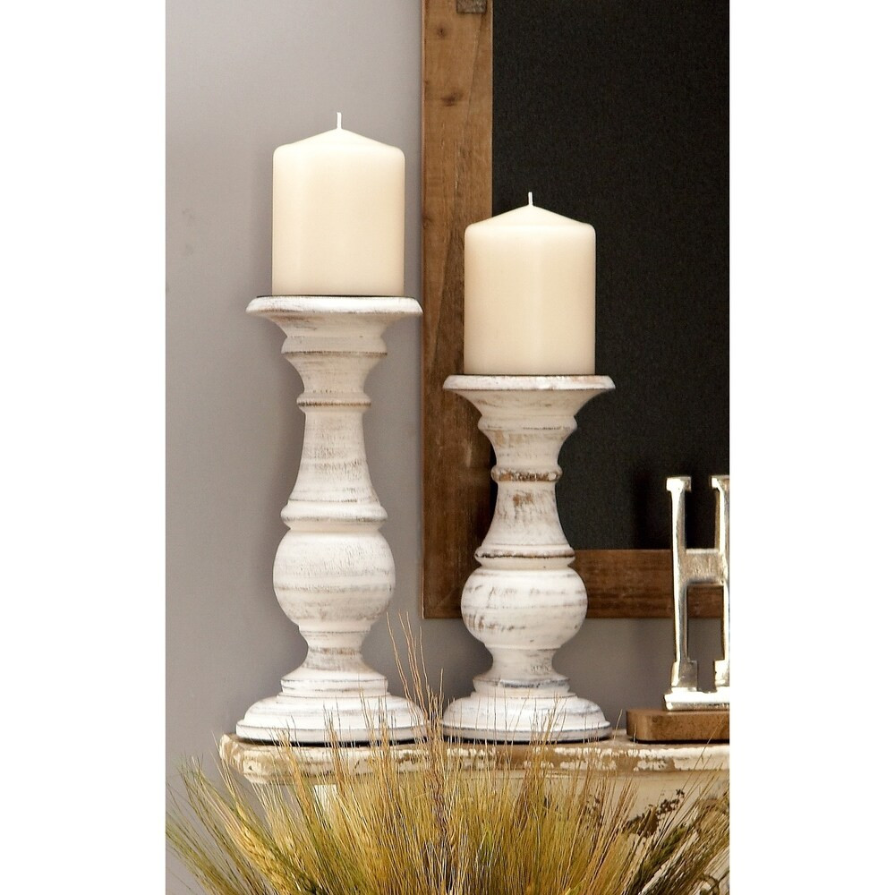 The Gray Barn Crow Haven Distressed White Mango Wood Candleholders (Pack of 3) (As Is Item) (WD CNDL | Bed Bath & Beyond